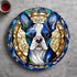 Boston Terrier Circular Glass Suncatcher Worktop Saver